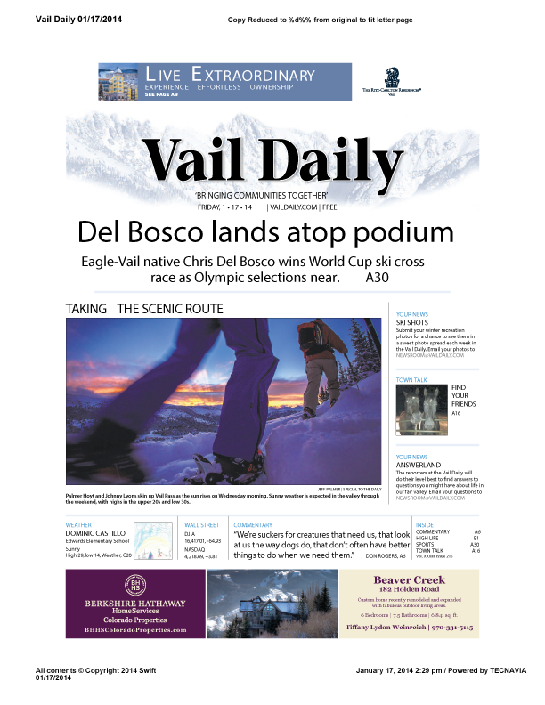 VailDaily-Del-Bosco-Lands-Atop-Podium-cover-story-1-17-14